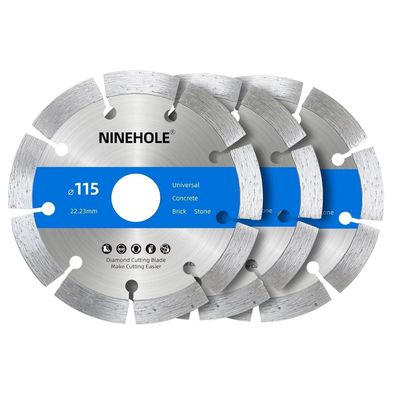 Ninehole 3x Diamantscheibe 115mm Universal für Beton, Granit, Stein, Mauerwerk
