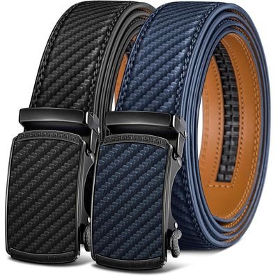 Kemisant Herren Ledergürtel 2er Pack: Automatik Ratsche, 35mm Breit, Verstellbar
