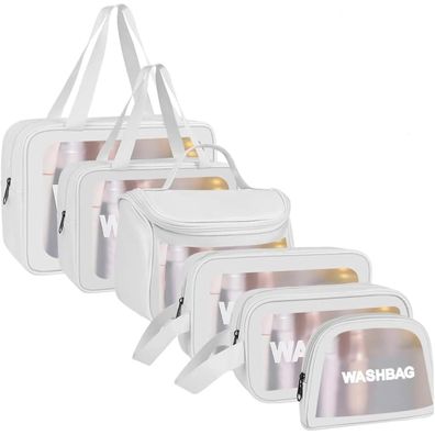 Aucuu Transparente Kulturbeutel, Kosmetiktasche 6er Set, wasserdicht und