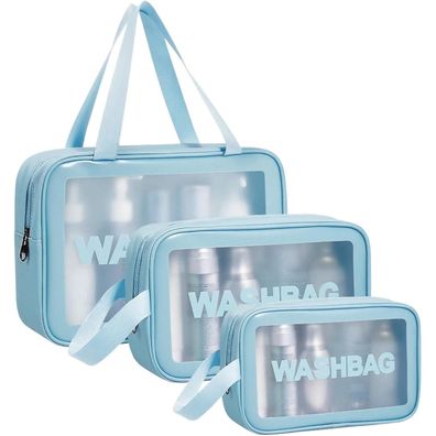 Aucuu Transparente Kulturbeutel Kosmetiktasche 3er Set, wasserdicht und robust