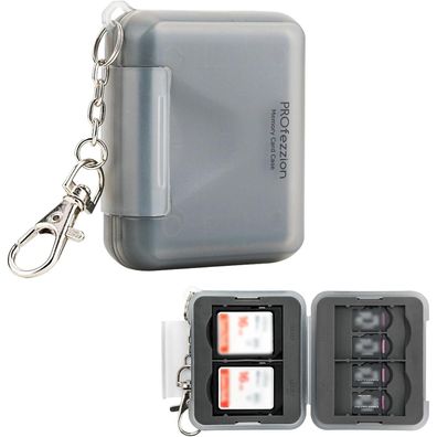 PROfezzion SD & Micro SD Karten Aufbewahrung, wasserfeste Schutzhülle für 4 SD