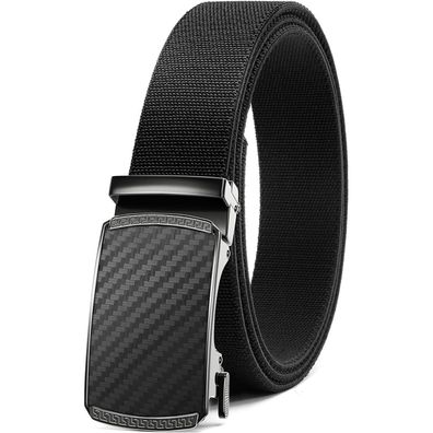Chaoren Automatik Gürtel Herren Elastischer Stoffgürtel ohne Löcher 35mm Schwarz
