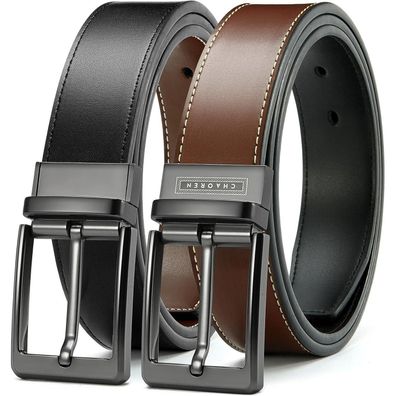 Chaoren Ledergürtel Herren Reversibel 35mm Schwarz/Braun Wendegürtel