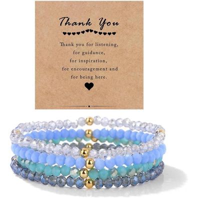 LOCCY Damen Kristall Perlen Armband Mehrschichtig Boho Modeschmuck Schwarz Blau