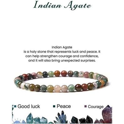 LOCCY Echtes Naturstein Armband für Damen, 4mm Perlenarmband Yoga Armband für