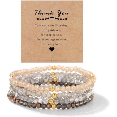 LOCCY Damen Kristall Perlen Mehrschichtiges Steine Armband Boho Modeschmuck