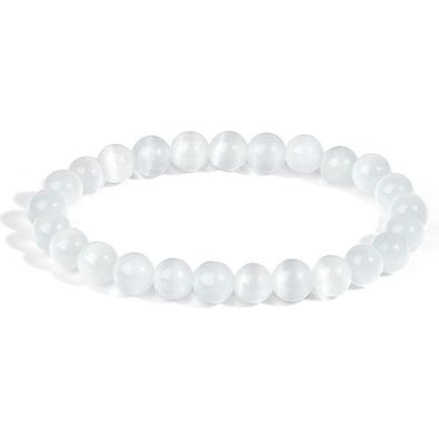 Xiannvxi Selenit Armband Damen Herren - Naturstein Edelstein Perlenarmband