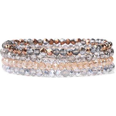 LOCCY Damen Kristall Perlen Armband Mehrschichtig Boho Modeschmuck Schwarz Gelb