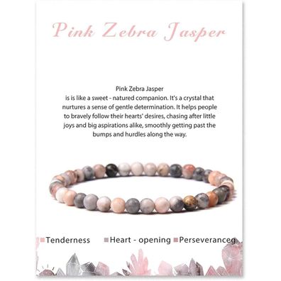 LOCCY Echtes Naturstein Armband für Damen, 4mm Perlenarmband, Yoga Armband