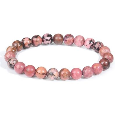 Xiannvxi Rhodonit Kristalle Armband Damen Herren Perlenarmband Naturstein