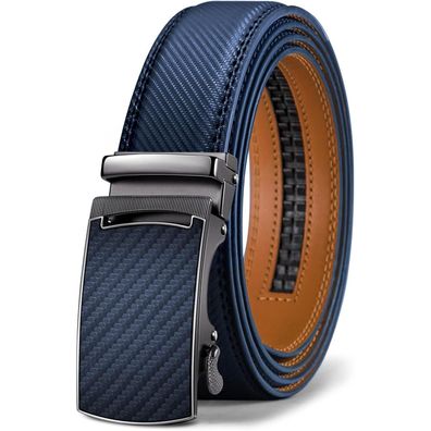 Kemisant Herren Ledergürtel mit Ratsche, 35mm, Verstellbar bis 130cm, Navy Blau