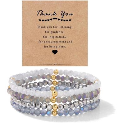 LOCCY Damen Kristall Perlen Mehrschichtiges Steine Armband Boho Modeschmuck
