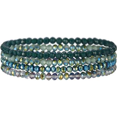 LOCCY Damen Kristall Perlen Armband Mehrschichtig Boho Modeschmuck Schwarz Grün