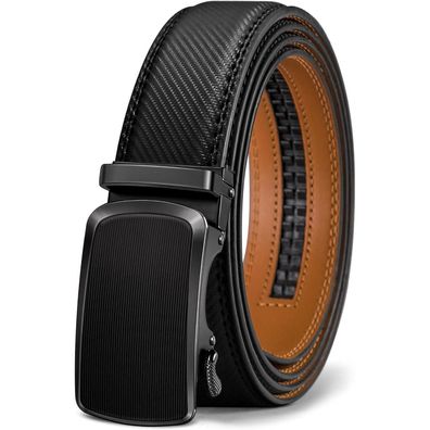 Kemisant Herren Leder Gürtel mit Automatikschließe, 35mm, 110cm verstellbar