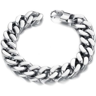 OSTAN Herren Armband Edelstahl Armreifen Fahrradkette für Männer Silber, 22 cm