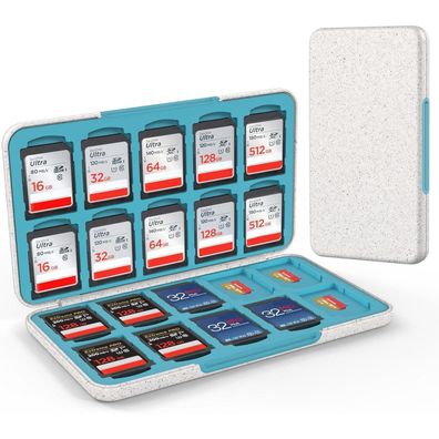 Heiying Speicherkarten Etui für 20 SD und 20 TF Karten, Tragbar, Robust, Weiß