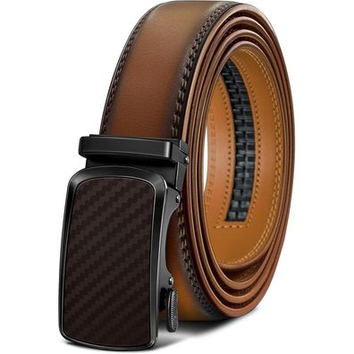 Bulliant Herren Ledergürtel mit Ratsche, Automatikschließe, 35mm Breit
