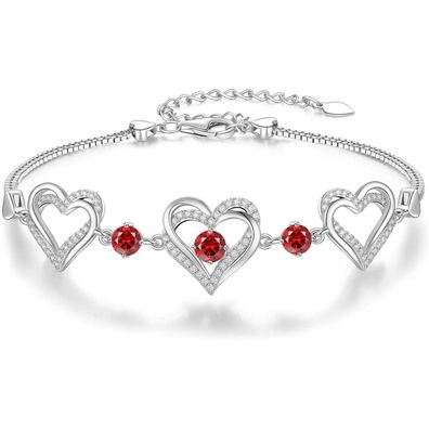 CDE Damen Armband 925 Sterling Silber Herz Rosegold mit Geburtsstein