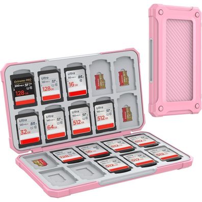 Heiying Speicherkarten Etui für 20 SD und 20 TF Karten, Pink