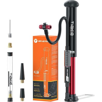 Tiakia Fahrrad Standpumpe mit Manometer, klein, tragbar, für alle Ventile