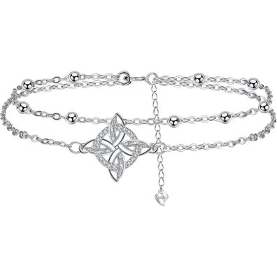 J. MUEN Fußkettchen Silber 925 Damen, Keltisches Design, Verstellbar 22 + 4cm