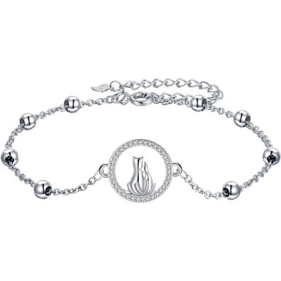 J. MUEN Damen Armband 925 Sterling Silber Tier Motiv Katze - Geschenkbox