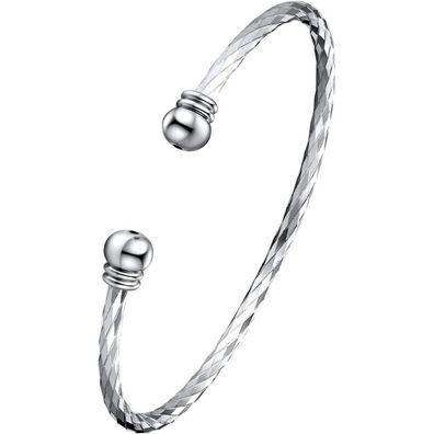 U7 Damen Offener Armreif mit personalisierten Herz Charms, verstellbar
