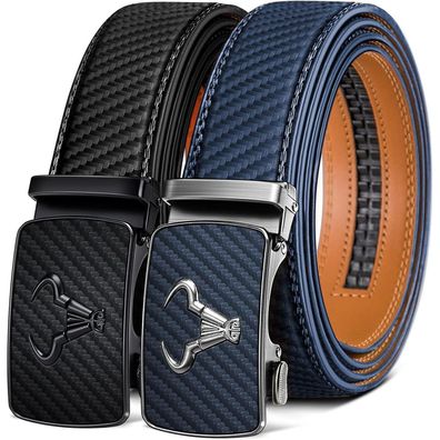Bulliant Herren Ledergürtel 2er Pack: Automatik Ratsche, 35mm Breit