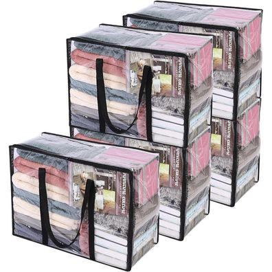 Vieshful 5x Transparente Aufbewahrungstaschen 40L, Organizer für Kleidung