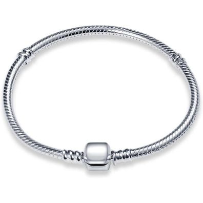 Symretie Damen Schlangen Gliederarmband mit Kugelverschluss, 925 Sterling