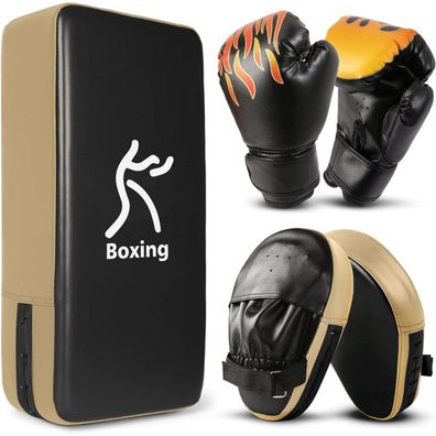 Odoland Handpratzen Set mit PU Pratzen und 6OZ Boxhandschuhen für Boxen