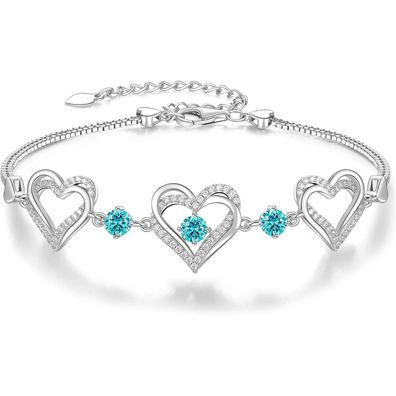 CDE Damen Armband 925 Sterling Silber Herz Rosegold mit Dezember Geburtsstein