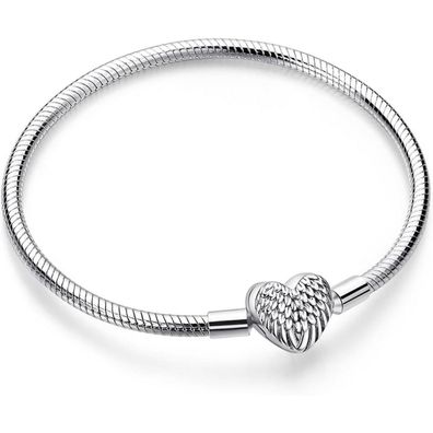 Symretie Schlangen Gliederarmband mit Kugelverschluss, Damen Love Charm Armband