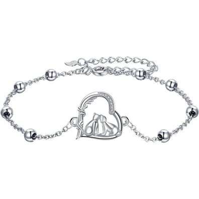 J. MUEN Damen Armband 925 Sterling Silber Tier Motiv Hund Katze - Geschenkbox
