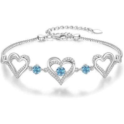 CDE Damen Armband 925 Sterling Silber Herz Rosegold mit Geburtsstein und