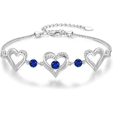 CDE Damen Armband 925 Sterling Silber Herz Rosegold mit Geburtsstein