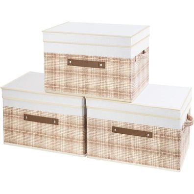 TYEERS Faltbare Aufbewahrungsbox mit Deckel, Stoff, Patchwork, 3er-Set