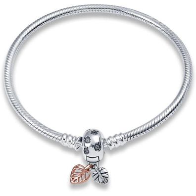 Symretie Damen Schlangenarmband 925 Sterling Silber mit Kugelverschluss, 19 cm