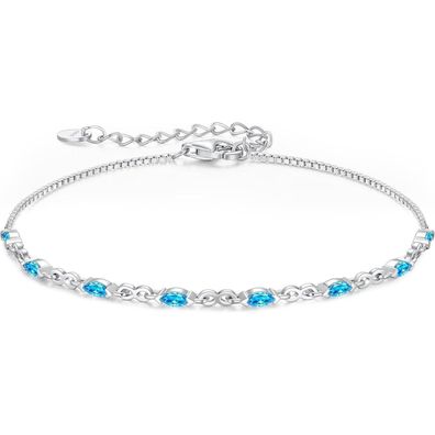 CDE Damen Armband Silber 925 mit Zirkonia Geburtsstein - Verstellbare Armkette