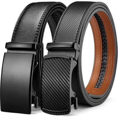 Bostanten Herren Ledergürtel mit Ratsche - 35mm Breit, Schwarz, Länge 105CM