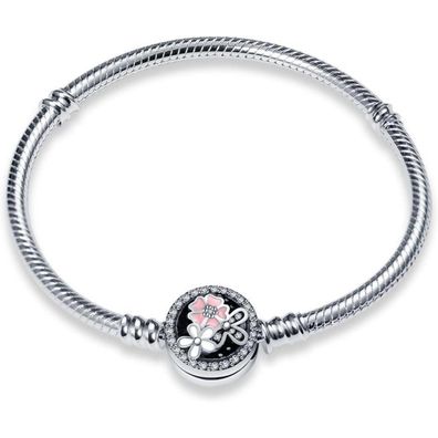 Symretie 925 Sterling Silber Schlangen Gliederarmband mit Kugelverschluss