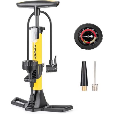 CXWXC Fahrrad Standpumpe mit Manometer, universell für alle Ventile, 11 Bar