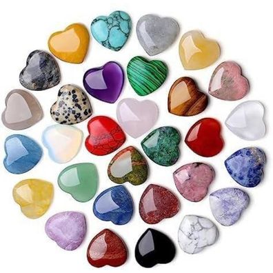 Xiannvxi 30PCS Kristallherzen Set - Edelsteine für Dekoration, Geschenke und
