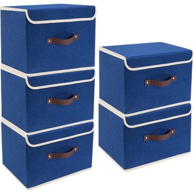 TYEERS Faltbare Aufbewahrungsbox mit Deckel, 5er Set, Stoff, Waschbar