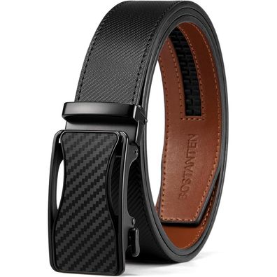 Bostanten Herren Ledergürtel mit Ratsche, 35mm, Schwarz, L 115cm