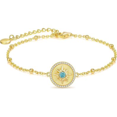 CDE Damen Armband 925 Sterling Silber Sonne Anhänger - Geschenk für Frauen