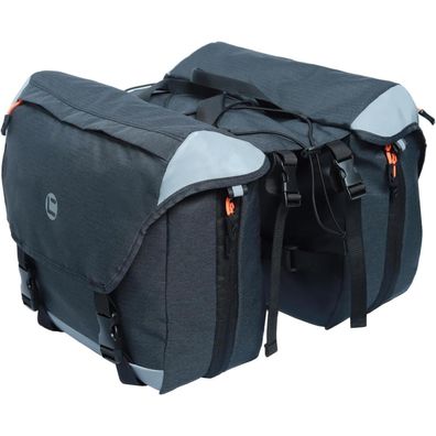 HOMPER Fahrradtasche für Gepäckträger, 25L-35L, Reflektierende Streifen, Grau