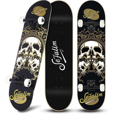 Sefulim Skateboard Komplettboard 78,9 x 20,3 cm, 7-lagiger Ahorn