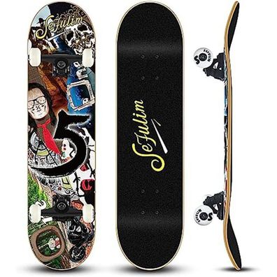 Sefulim Skateboard 78,9 x 20,3 cm, 7-lagiges kanadisches Ahorn-Deck