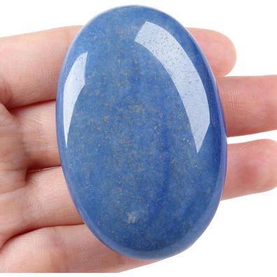 Xiannvxi Blauer Aventurin Sorgenstein, polierter ovaler Edelstein, Schmuckstein
